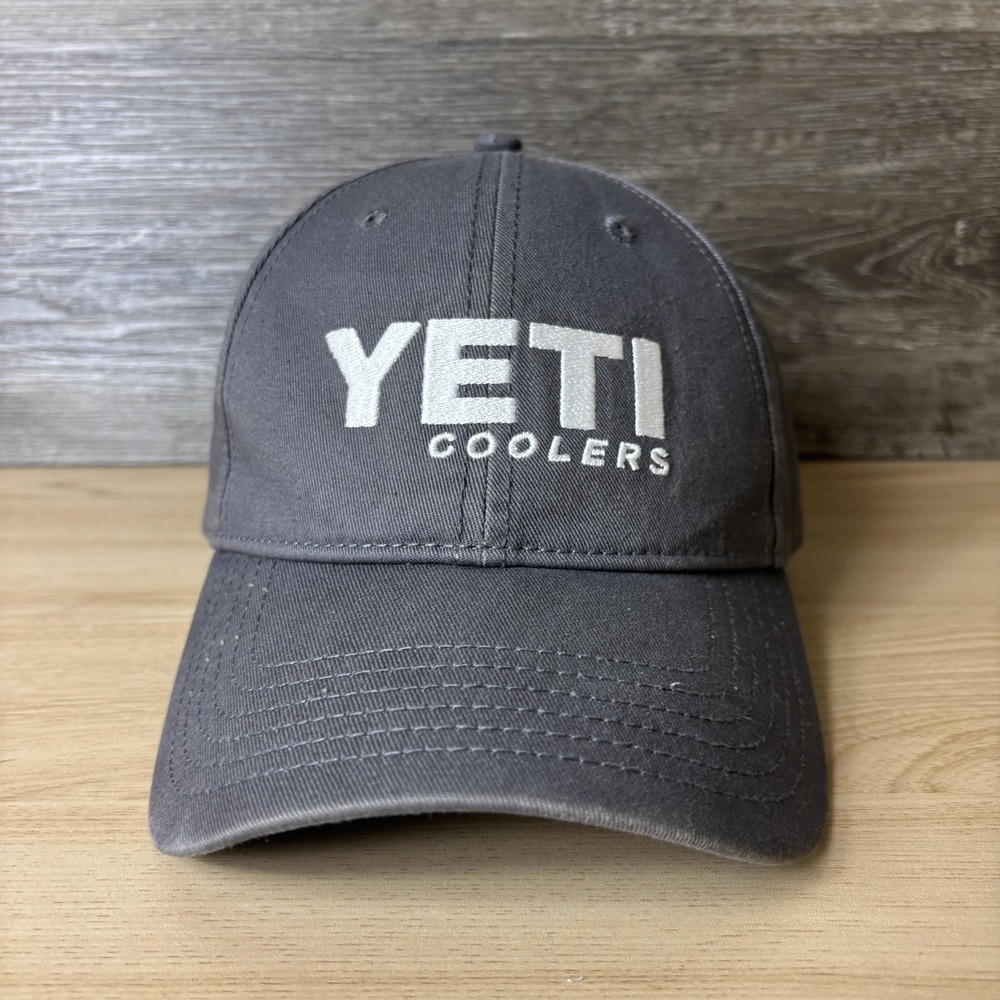 Yeti Coolers Hat Cap Strap Back Gray Embroidered Outdoor Built For The Wild Mens